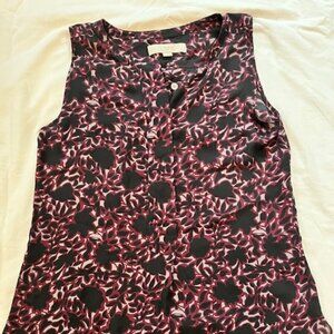 LOFT Black/Burgundy/Gray Floral Sleeveless Top, XS